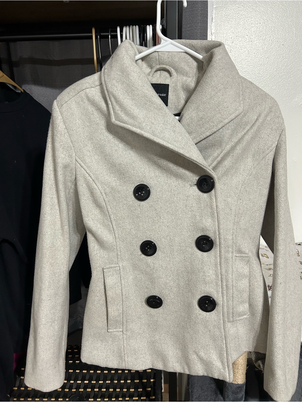 Rampage Double-Breasted Light Grey Peacoat